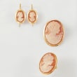 Italian Oval Shell Cameo Drop Earrings in 14kt Yellow Gold