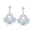 C. 2000 Vintage 13.50 ct. t.w. Aquamarine and 1.45 ct. t.w. Diamond Chandelier Earrings in 18kt White Gold