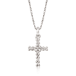 Child's 14kt White Gold Cross Pendant Necklace with Diamond Accents