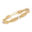 Italian 14kt Two-Tone Gold  Twisted Wheat-Link Bracelet