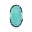 Blue Chalcedony and 1.10 ct. t.w. Blue Topaz Statement Ring in Sterling Silver