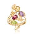 1.90 ct. t.w. Multi-Gemstone Leaf Bypass Ring in 14kt Yellow Gold