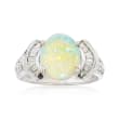 C. 2000 Vintage Opal and .50 ct. t.w. Diamond Ring in 18kt White Gold