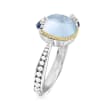 Andrea Candela &quot;Dulcitos&quot; 4.89 Carat Swiss Blue Topaz and .10 ct. t.w. Sapphire Ring in Sterling Silver and 18kt Yellow Gold
