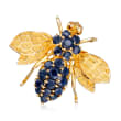 C. 1980 Vintage 2.30 ct. t.w. Sapphire Bee Pin/Pendant in 14kt Yellow Gold
