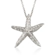 Roberto Coin &quot;Tiny Treasures&quot; .16 ct. t.w. Diamond Starfish Pendant Necklace in 18kt White Gold