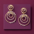1.72 ct. t.w. Diamond Double-Swirl Drop Earrings in 14kt Yellow Gold