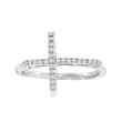 .10 ct. t.w. Diamond Sideways Cross Ring in Sterling Silver