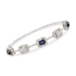 2.30 ct. t.w. Sapphire and 1.72 ct. t.w. Diamond Bangle Bracelet in 18kt White Gold