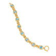 11.00 ct. t.w. Blue Topaz Twisted Link Bracelet in 14kt Yellow Gold