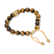 Men's Tiger Eye Bead Bolo Bracelet with Yellow Stainless Steel