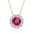 .60 Carat Ruby and .18 ct. t.w. Diamond Pendant Necklace in 14kt Yellow Gold
