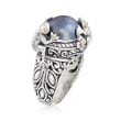 11-12mm Gray Mabe Pearl Frog Ring in Two-Tone Sterling Silver