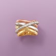 .22 ct. t.w. Diamond Multi-Row Sash Ring in 14kt Tri-Colored Gold