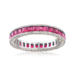 Simulated Ruby Eternity Band in Sterling Silver