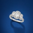Henri Daussi 2.02 ct. t.w. Diamond Engagement Ring in 18kt White Gold