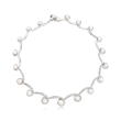 C. 1990 Vintage 6-8.5mm Cultured Pearl and 2.90 ct. t.w. Diamond Graduated Swirl Necklace in 18kt White Gold