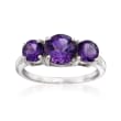 2.10 ct. t.w. Amethyst Three-Stone Ring in Sterling Silver