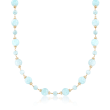 Milky Aquamarine Station Necklace in 14kt Yellow Gold