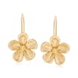 14kt Yellow Gold Pansy Drop Earrings 