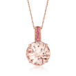 4.20 ct. t.w. Morganite Pendant Necklace with Pink Tourmaline in 14kt Rose Gold