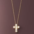 1.50 ct. t.w. CZ Cross Pendant Necklace in 14kt Yellow Gold