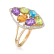 2.20 ct. t.w. Multi-Stone and .14 ct. t.w. Diamond Ring in 14kt Yellow Gold
