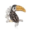 .70 ct. t.w. Multi-Stone Toucan Pin Pendant with Black Spinel in Sterling Silver