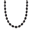 16x12mm Black Onyx Bead Necklace in 14kt Yellow Gold