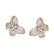 Simon G. .10 ct. t.w. Diamond Butterfly Earrings in 18kt Two-Tone Gold