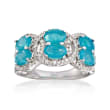 Blue Opal and .70 ct. t.w. White Zircon Ring in Sterling Silver