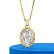Italian 14kt Two-Tone Gold Miraculous Medal Adjustable Pendant Necklace