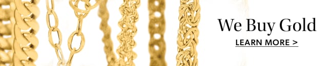 We Buy Gold. Learn More . Image of gold jewelry.