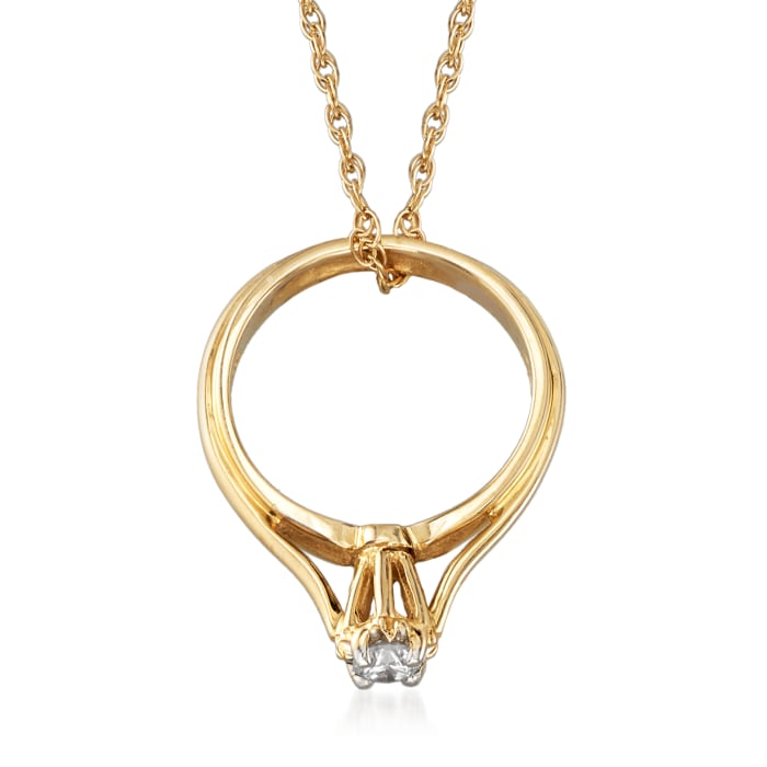 C. 1980 Vintage .10 Carat Diamond Pendant Necklace in 14kt Yellow Gold