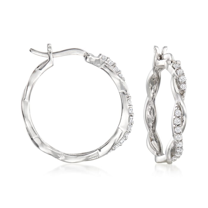 .25 ct. t.w. Diamond Twisted Hoop Earrings in Sterling Silver