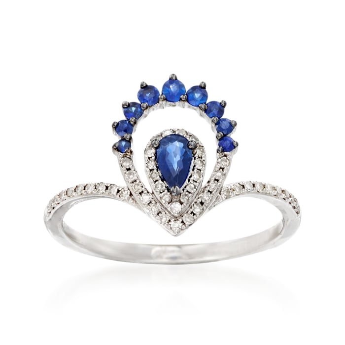 .30 ct. t.w. Sapphire and .14 ct. t.w. Diamond Ring in 14kt White Gold