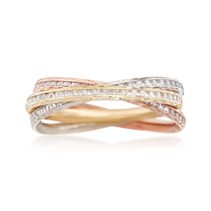 2.10 ct. t.w. CZ Rolling Ring in 14kt Tri-Colored Gold