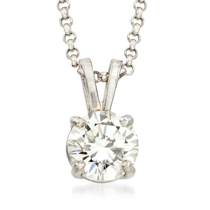 C. 2000 Vintage .75 Carat Diamond Solitaire Necklace in 14kt White Gold