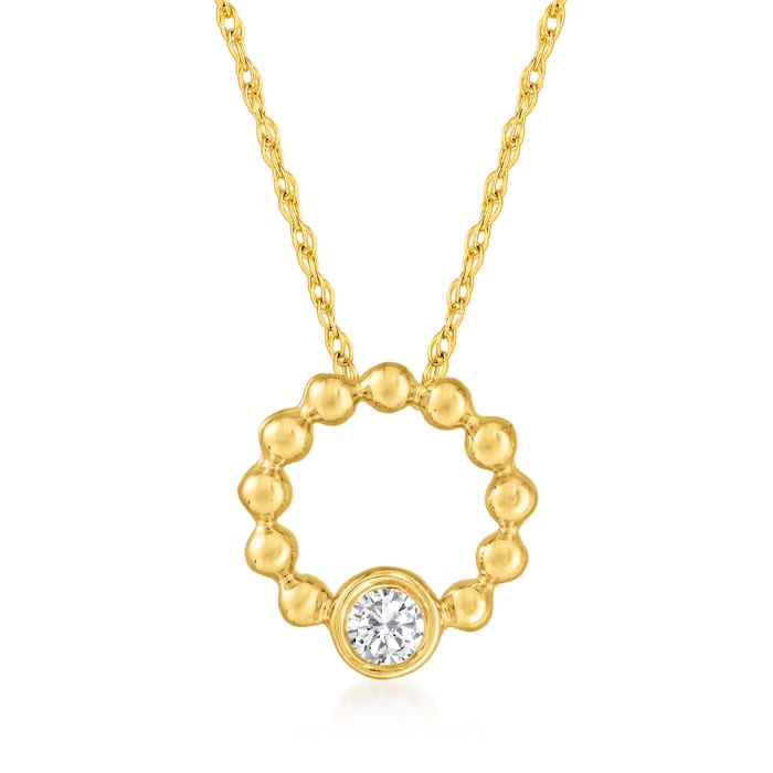 .10 Carat Diamond Beaded Open-Circle Pendant Necklace in 14kt Yellow Gold