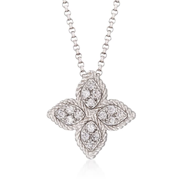 Roberto Coin &quot;Princess Flower&quot; .17 ct. t.w. Diamond Flower Necklace in 18kt White Gold