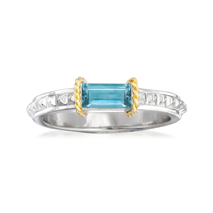 Andrea Candela &quot;La Romana&quot; .61 Carat Swiss Blue Topaz Ring in Sterling Silver and 18kt Yellow Gold