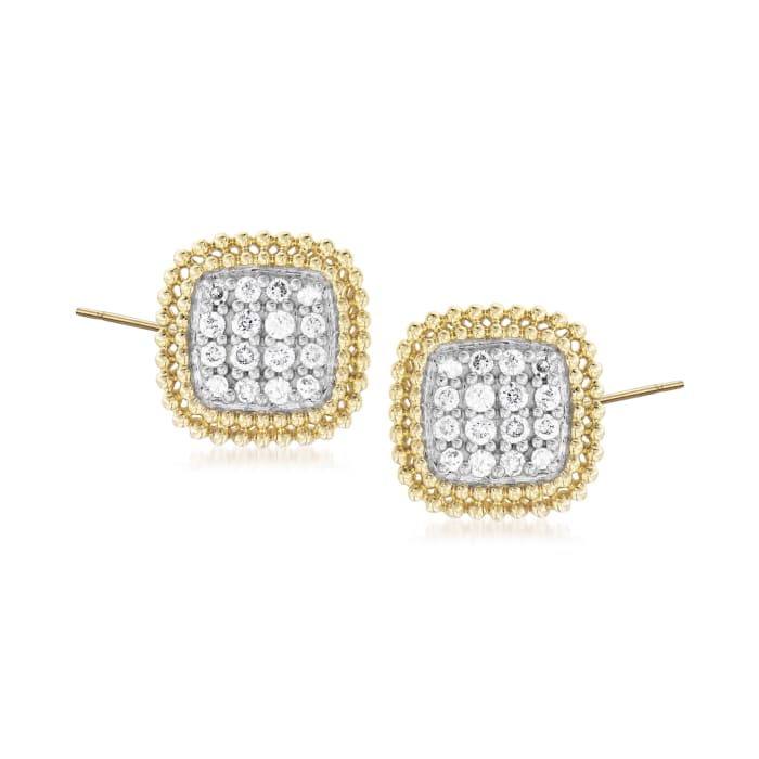 .25 ct. t.w. Diamond Beaded Frame Earrings in 14kt Yellow Gold