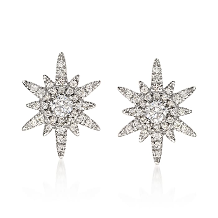 Gabriel Designs .39 ct. t.w. Diamond Starburst Earrings in 14kt White Gold