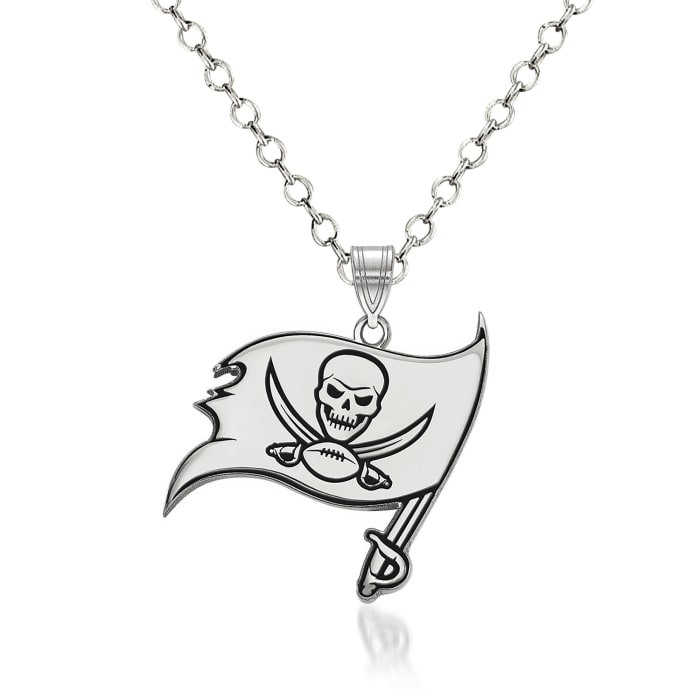 Sterling Silver NFL Tampa Bay Buccaneers Enamel Pendant Necklace. 18&quot;