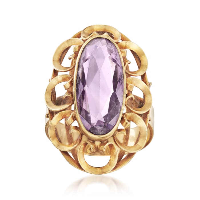 C. 1960 Vintage 3.30 ct. t.w. Amethyst Ring in 14kt Yellow Gold