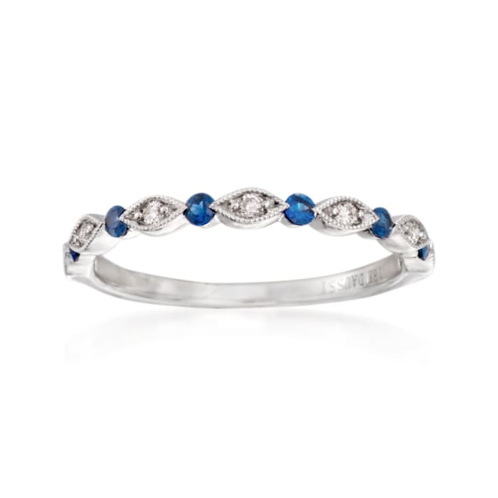 Henri Daussi .11 ct. t.w. Sapphire and Diamond Accent Wedding Ring in 18kt White Gold