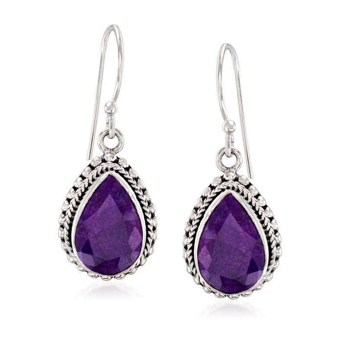 26.60 ct. t.w. Purple Sapphire Jewelry Set: Earrings and Pendant ...