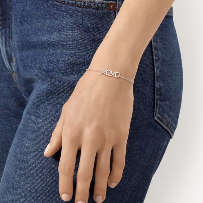 Sterling Silver XO Bracelet with Diamond Accents | Ross-Simons