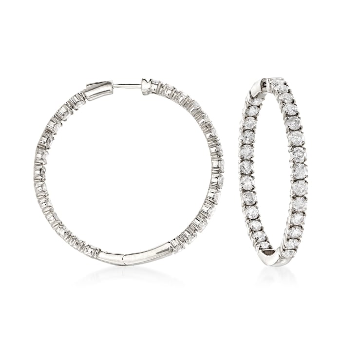 10.00 ct. t.w. Diamond Inside-Outside Hoop Earrings in 14kt White Gold