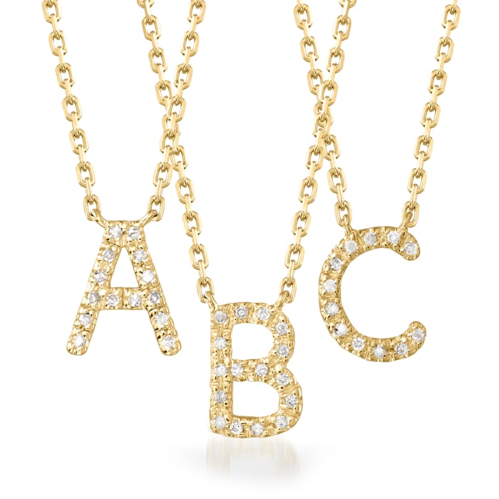 Diamond-Accented Initial Necklace in 18kt Gold Over Sterling